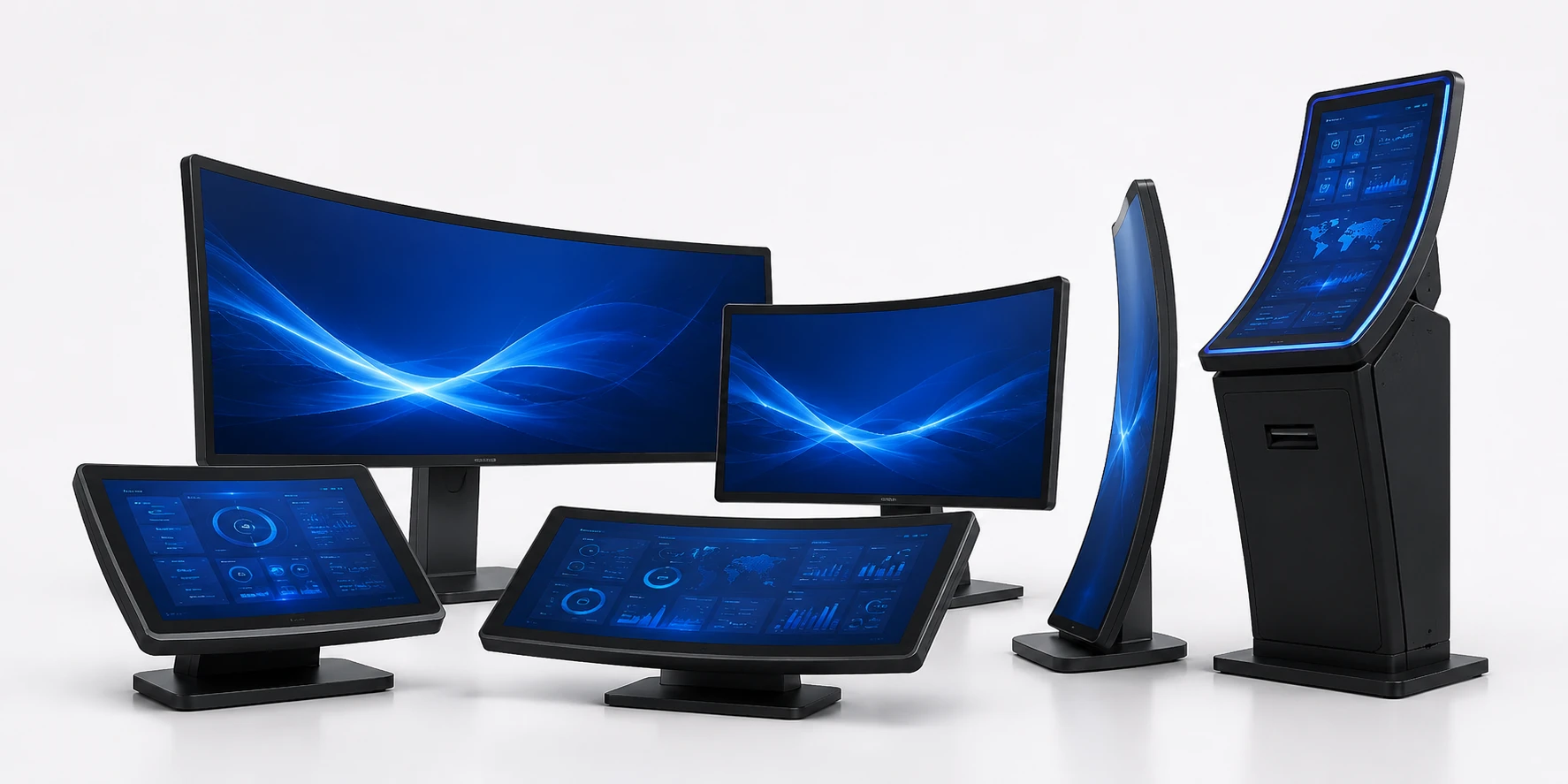 J-type and C-type curved touch monitors for gaming and custom equipment