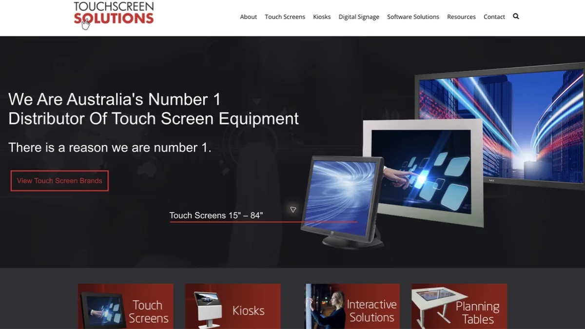Touchscreen Solutions official website homepage