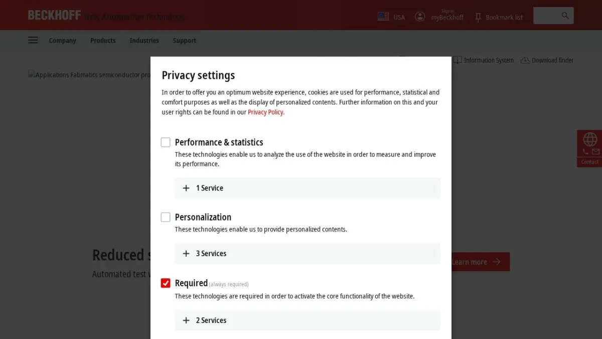 Beckhoff official website screenshot
