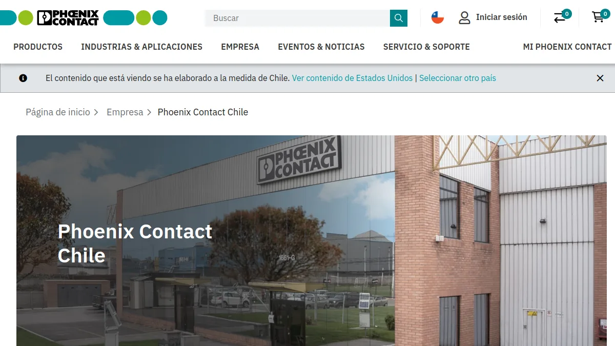 Phoenix Contact Chile official website homepage