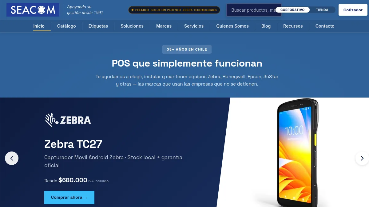 SEACOM Chile official website homepage