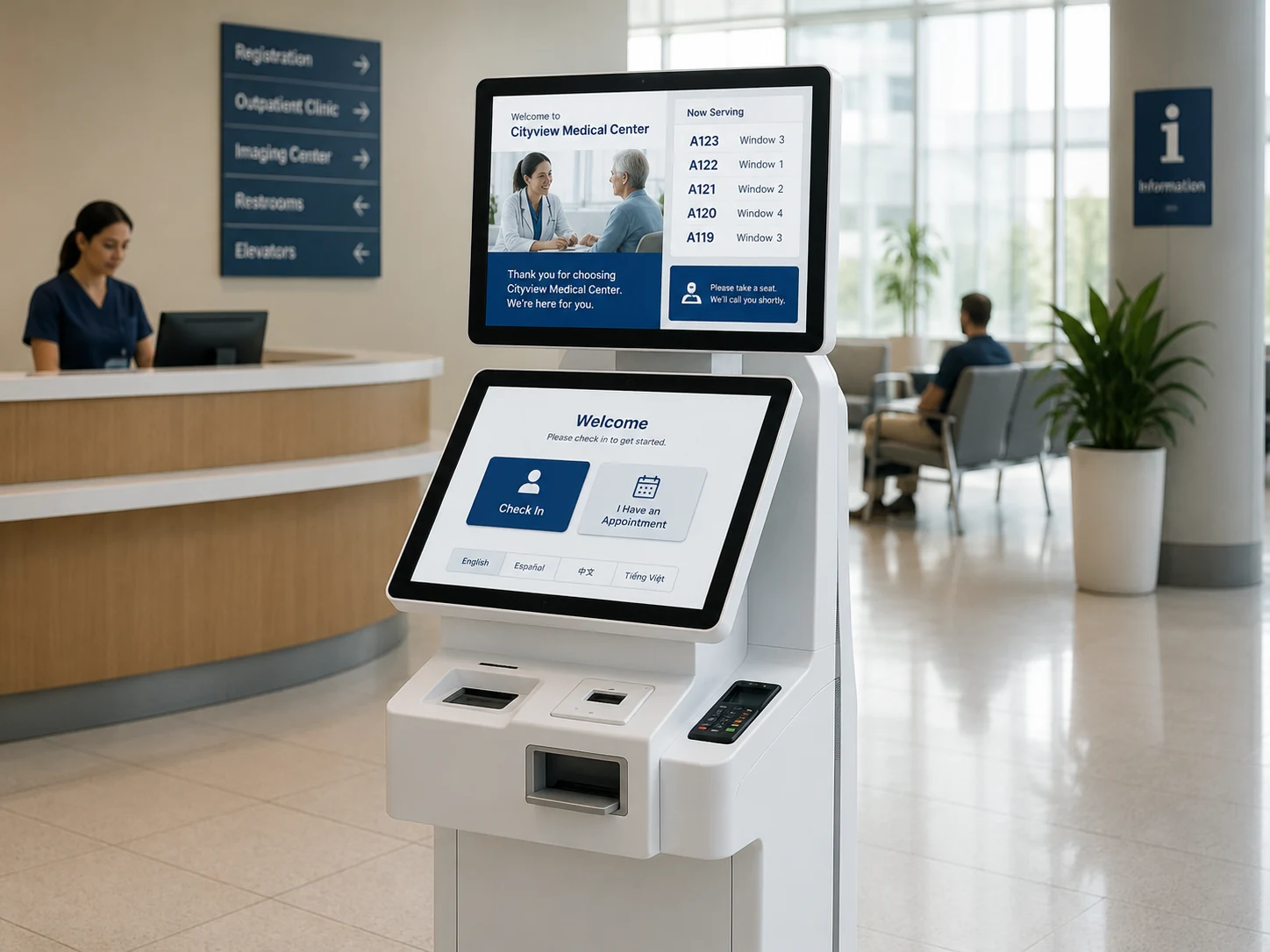 Dual-Screen Patient Check-In Kiosk