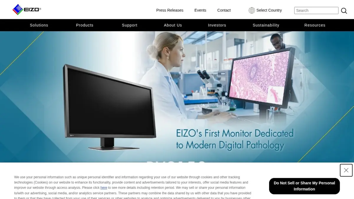 EIZO official website screenshot