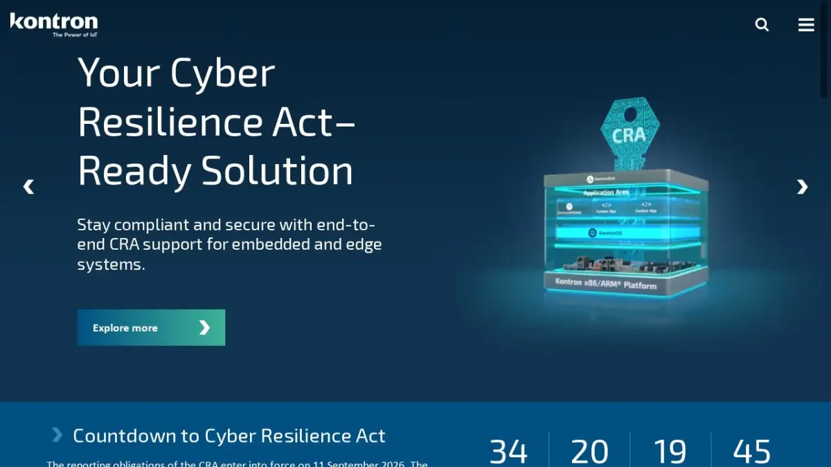 Kontron official website screenshot