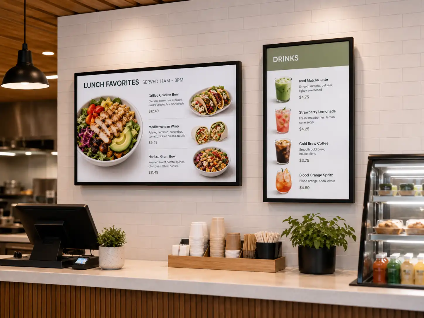 Landscape and portrait menu board orientations