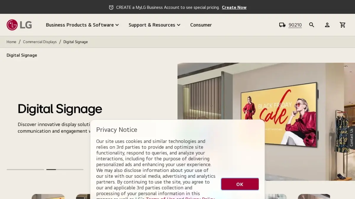 LG Electronics official website screenshot