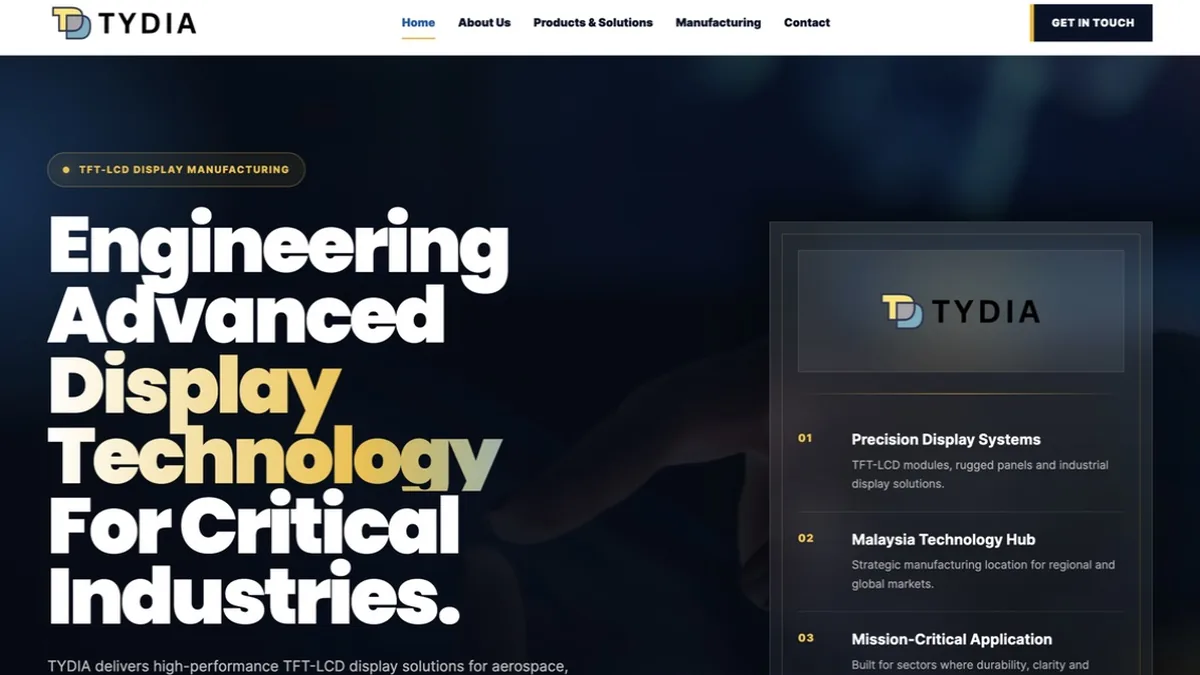 TYDIA (M) Sdn Bhd official website homepage