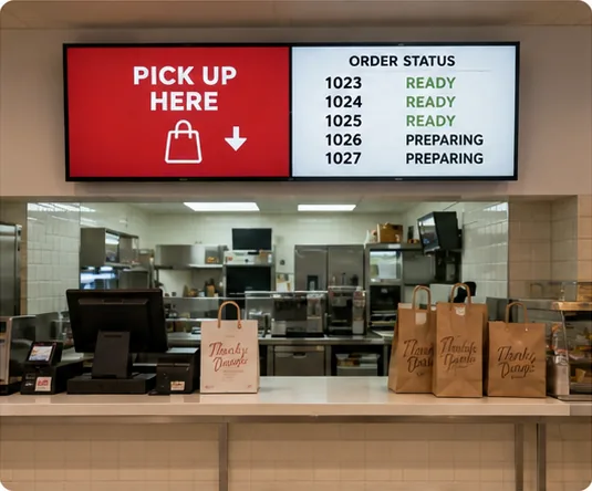 Digital display for order status and pickup