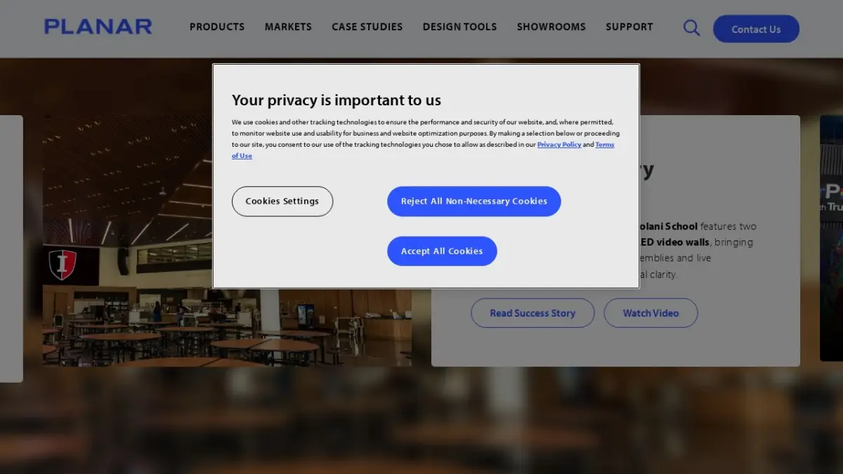 Planar official website screenshot