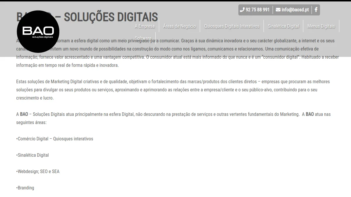 BAO Soluções Digitais official website homepage
