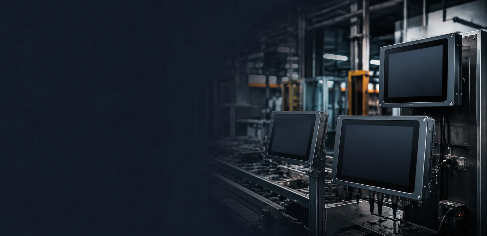 Metal-housed touch display integrated into industrial equipment