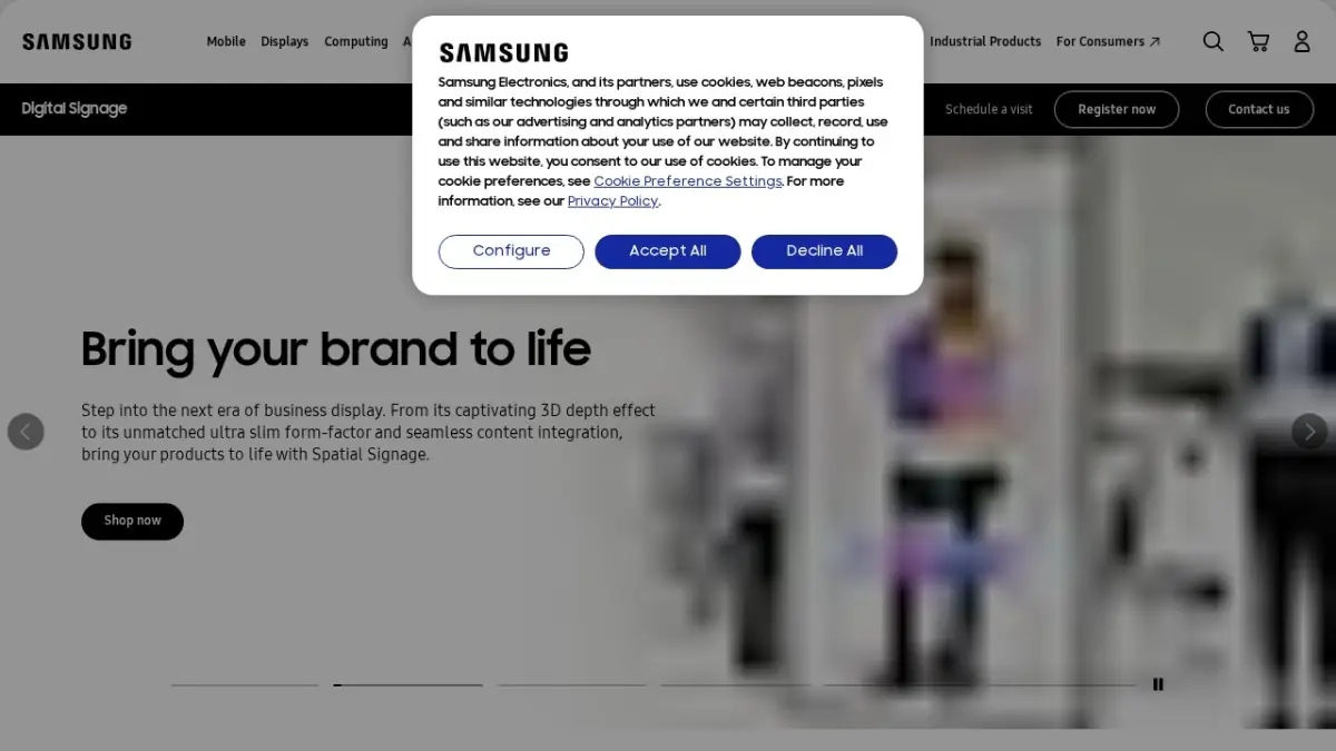 Samsung Electronics official website screenshot