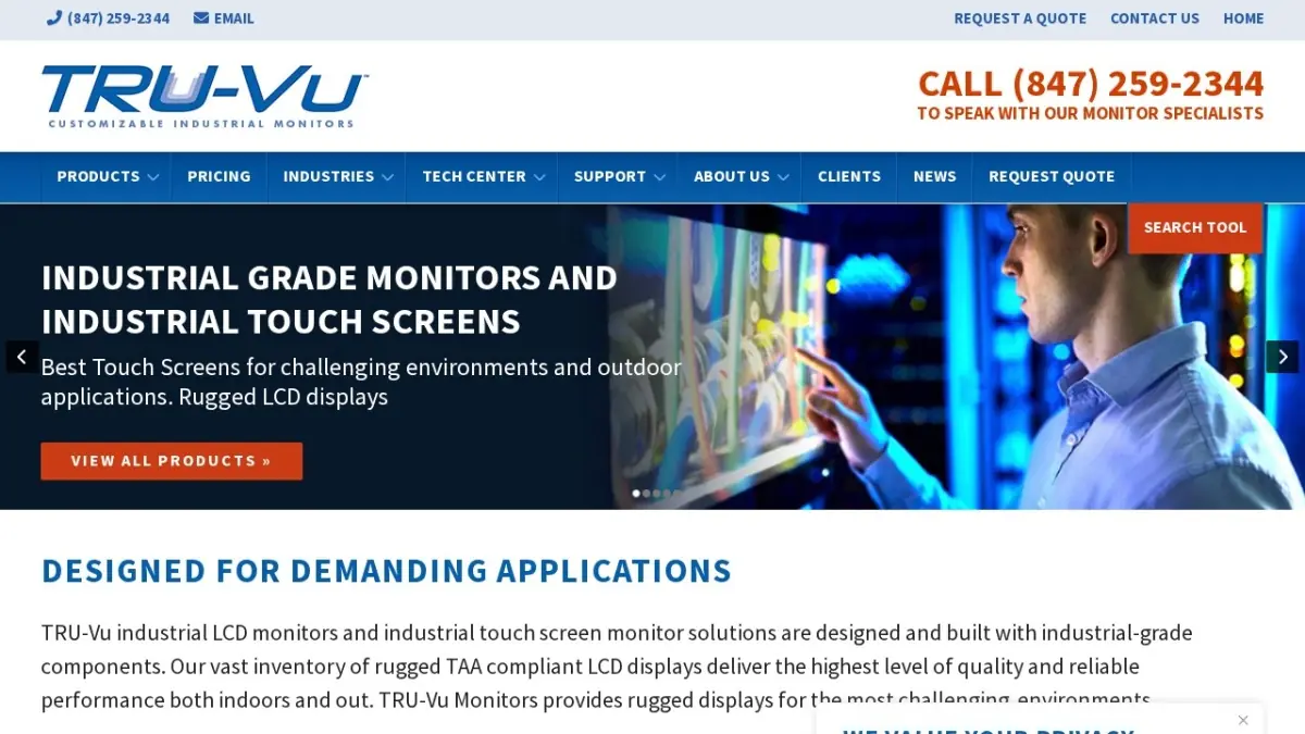 TRU-Vu Monitors official website screenshot