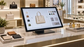 Large touch display used in a retail service terminal