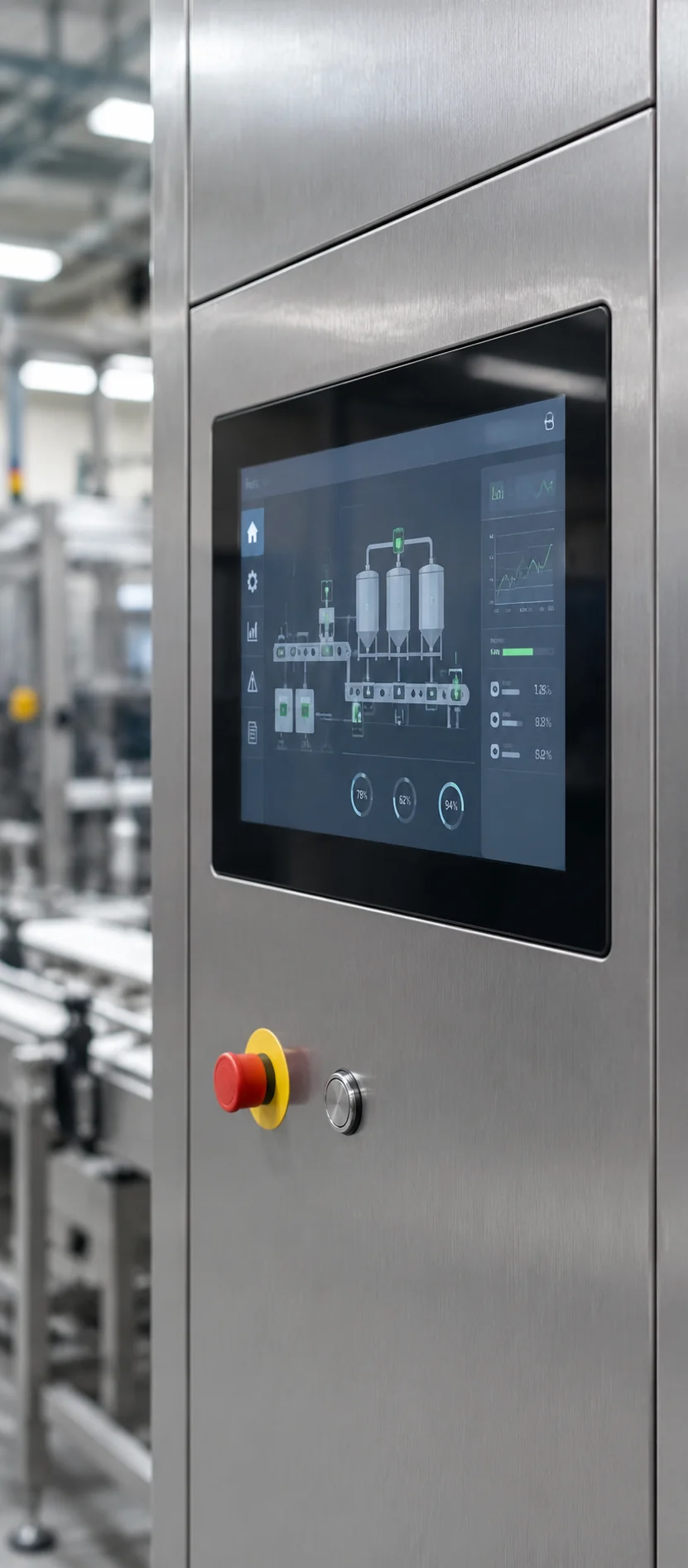 Embedded touchscreen display integrated into an equipment enclosure