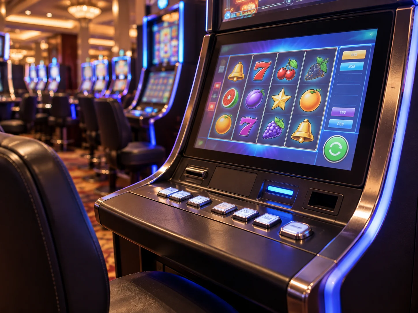 Curved touch panel monitor integrated into a gaming cabinet
