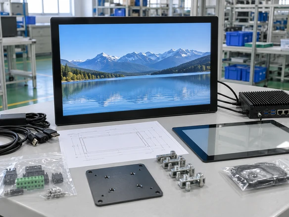 Custom HDMI touchscreen monitor configuration with host and cable connections