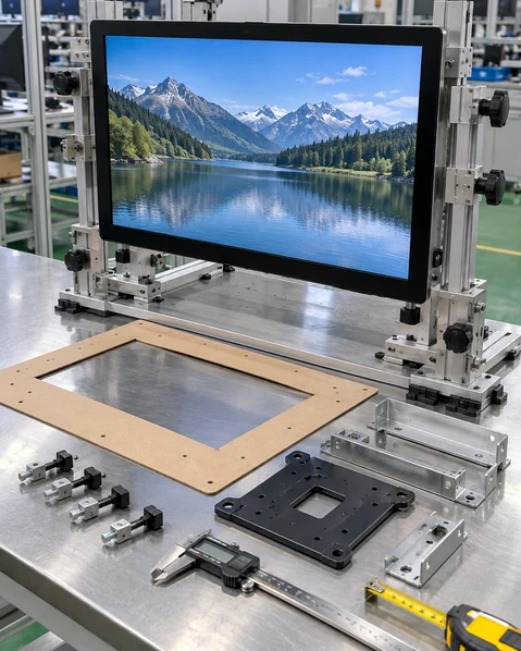 Front, side and rear views of Lucky-XFC touchscreen monitor sizes