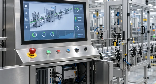 HDMI touchscreen monitor connected to an industrial control computer
