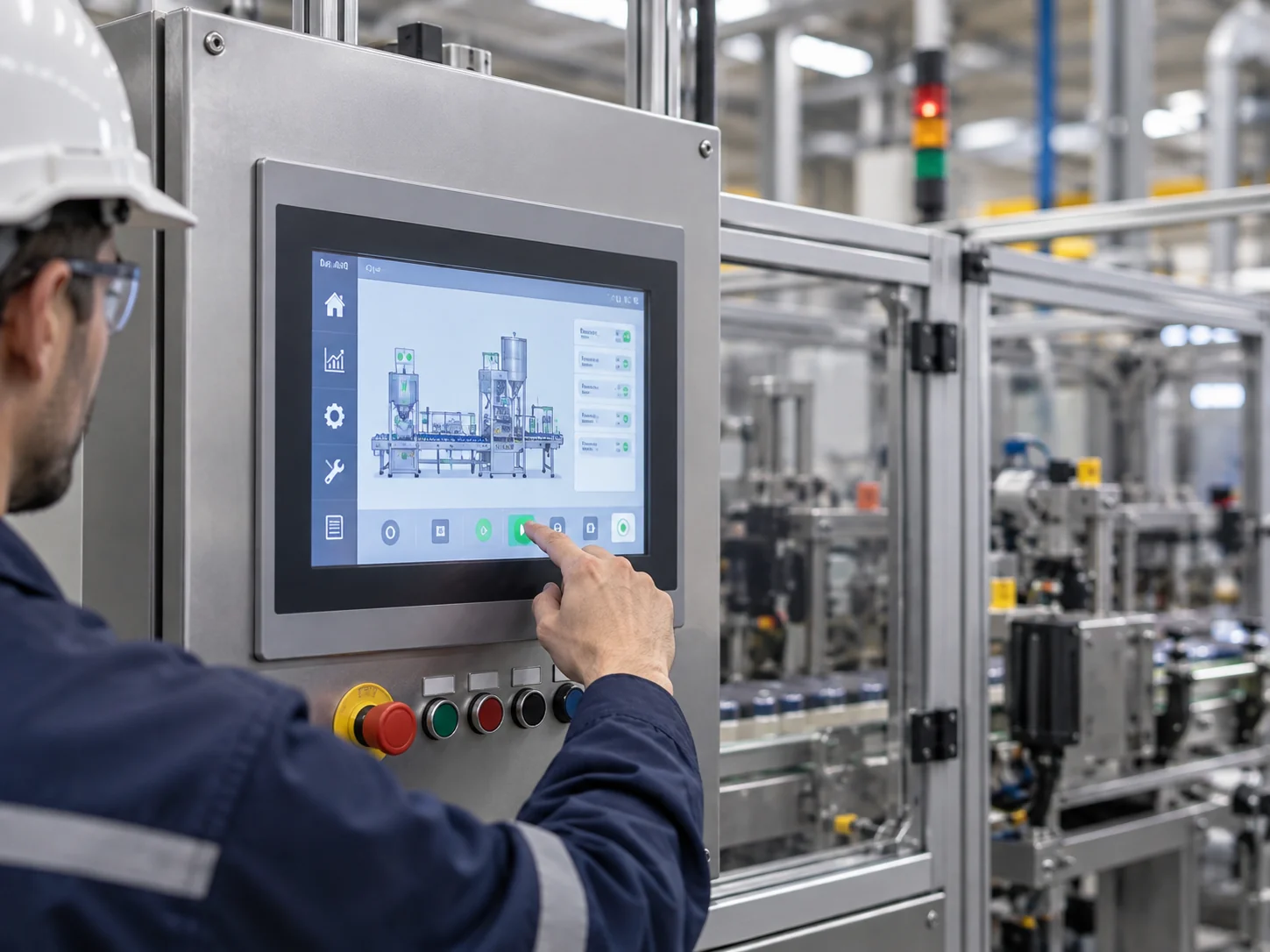 Industrial touch panel monitor used as an equipment control interface