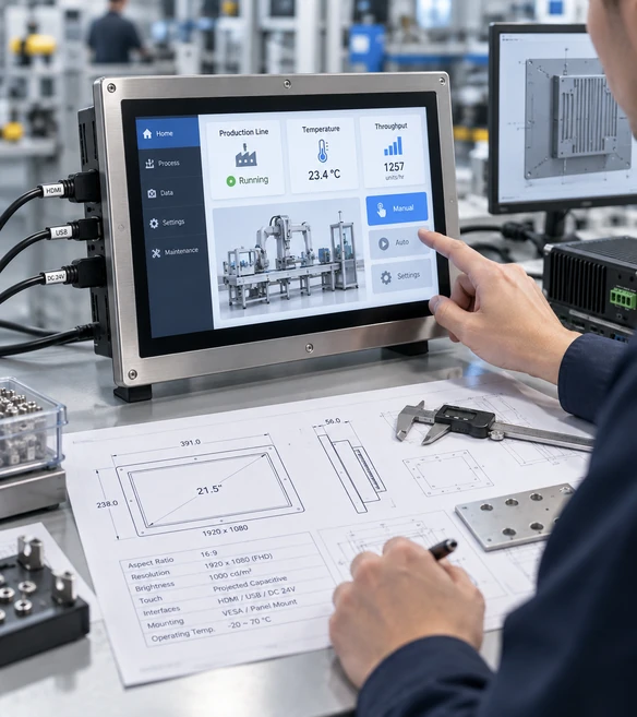 Touchscreen display specification and dimensions