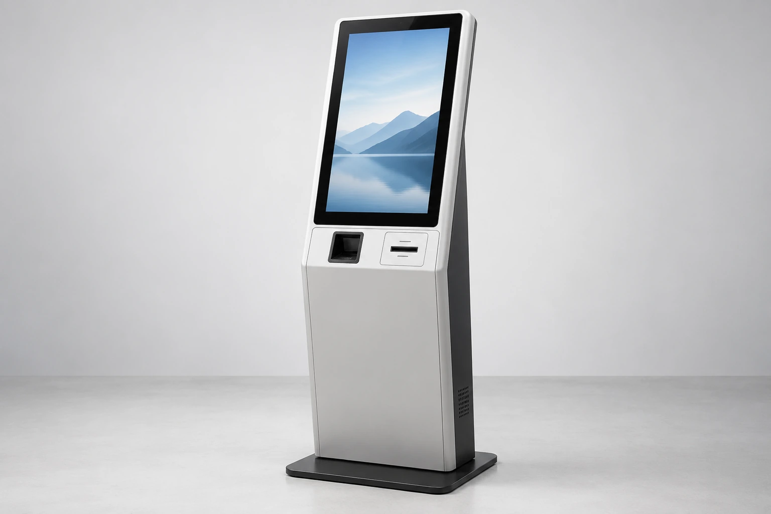 Touchscreen monitor installed in a self-service kiosk