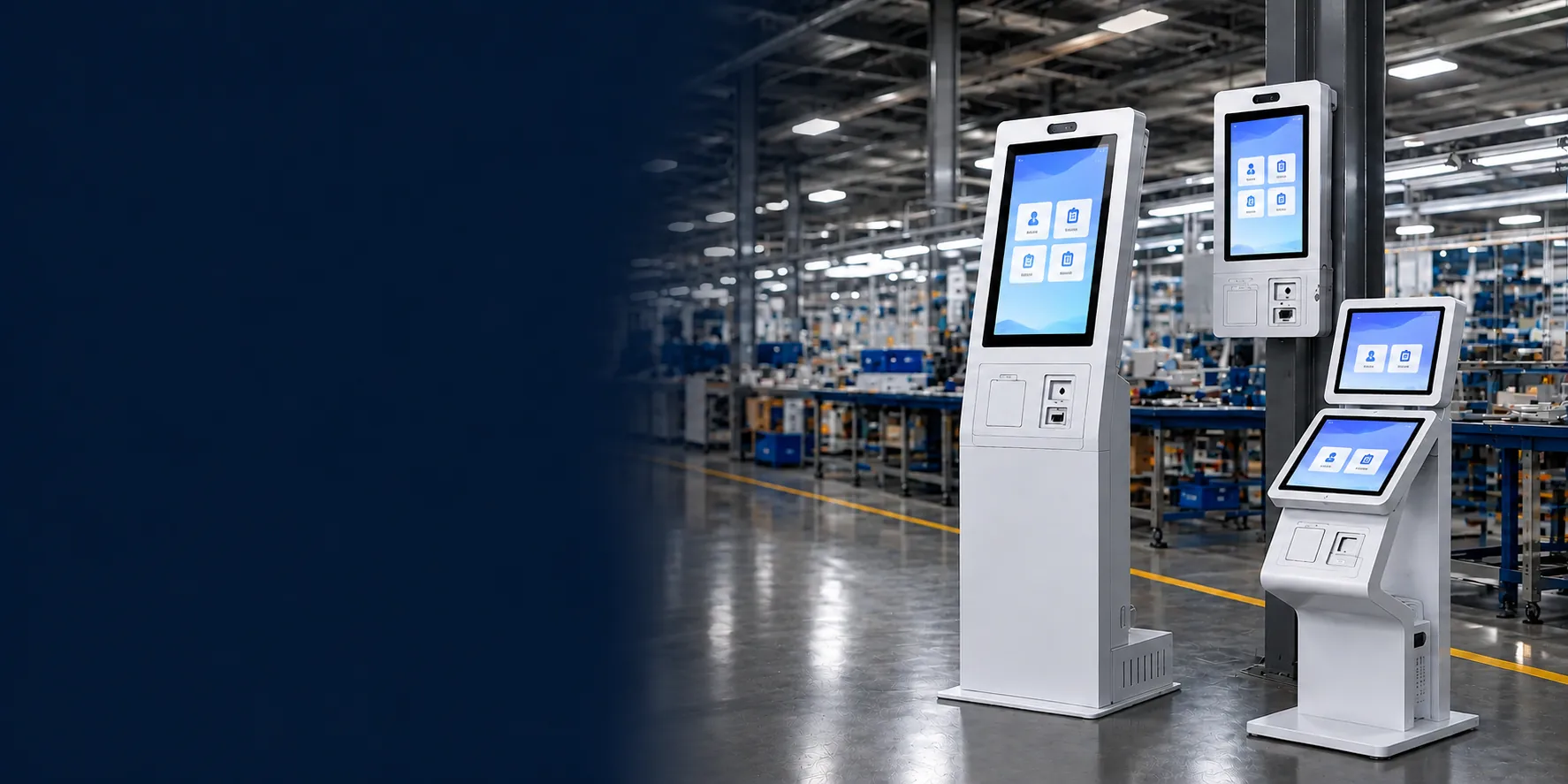 XFC open-frame touch monitor installed in a kiosk enclosure