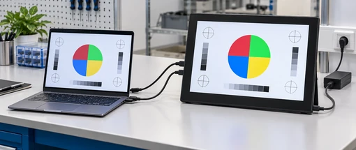 Interactive touchscreen monitor video touch data and power connections