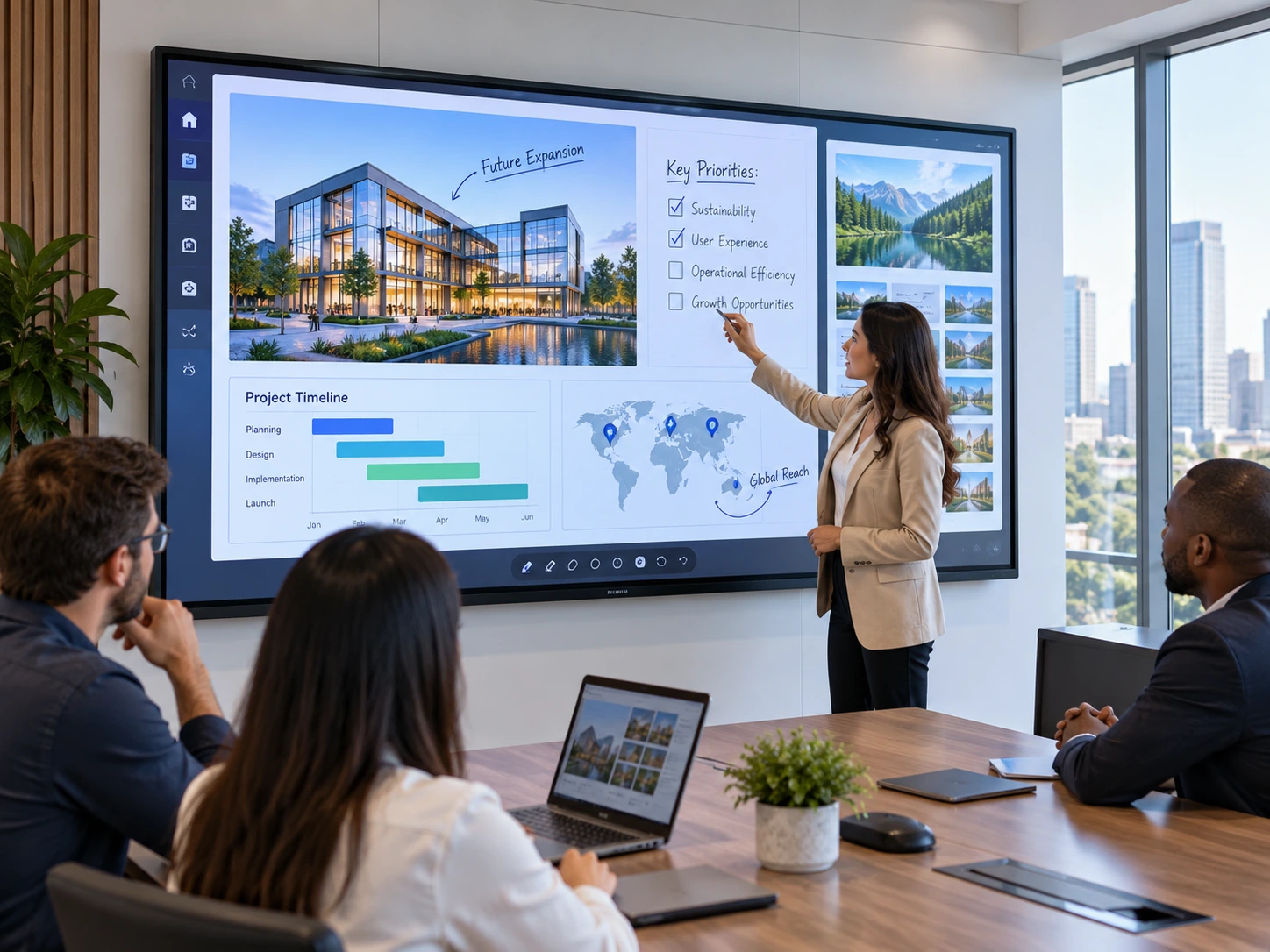 Large-format interactive touch display for commercial equipment