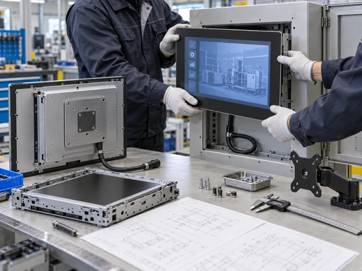 LCD touchscreen monitor mounting and cabinet dimensions
