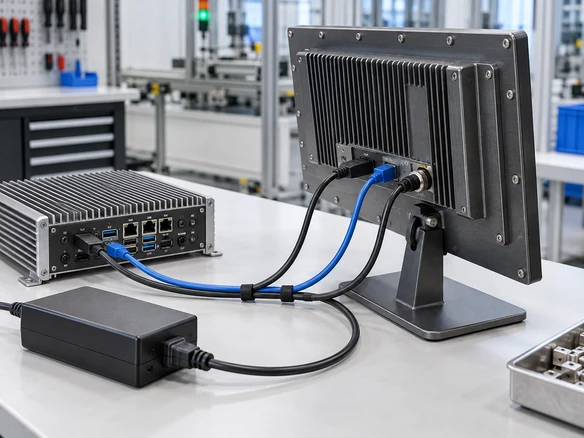 Video and USB touch signal connections between a host and touchscreen monitor