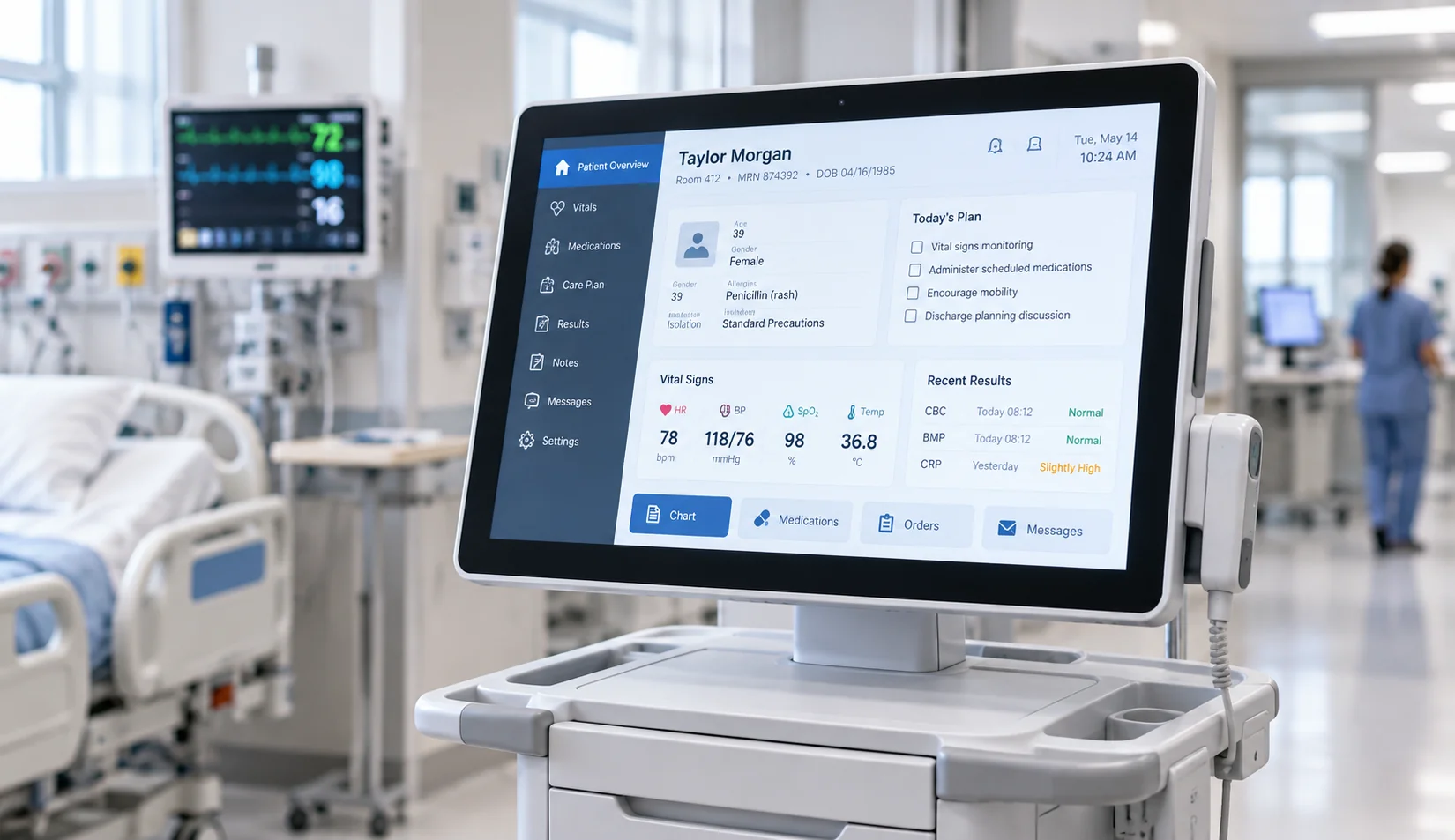 Touch display used in a healthcare information terminal
