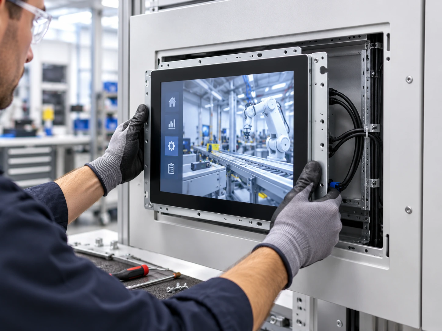 Open-frame touch monitor dimensions and installation clearances