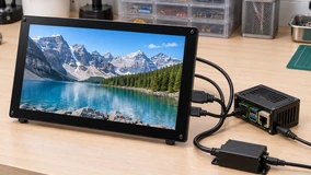Compact HDMI touch display connected to a Raspberry Pi or SBC