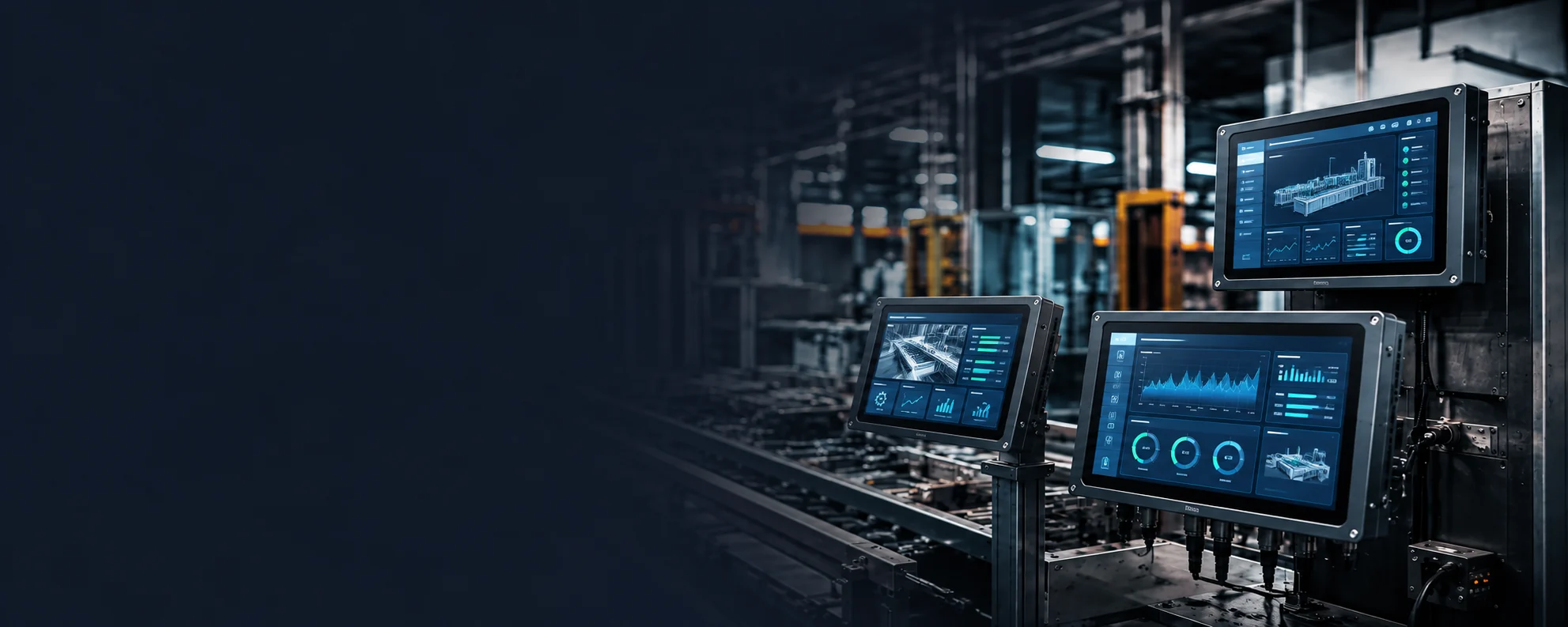 Metal-housed touch display integrated into industrial equipment