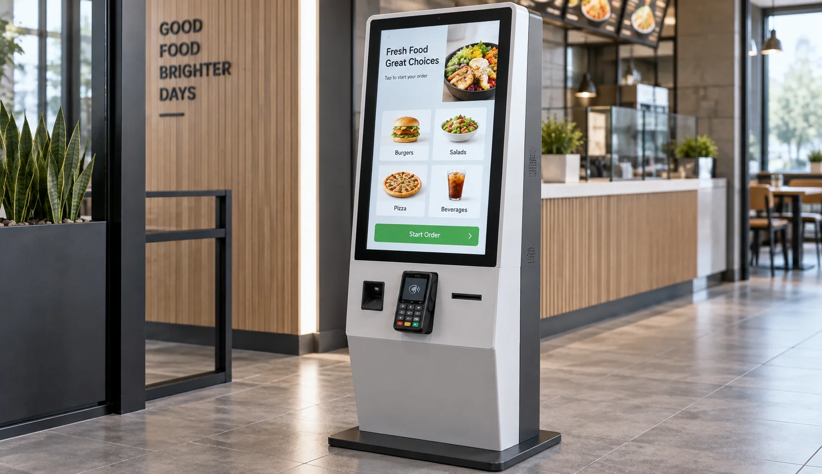 Touchscreen monitor integrated into a self-service kiosk