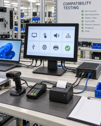 Smart touchscreen monitor ports and host compatibility