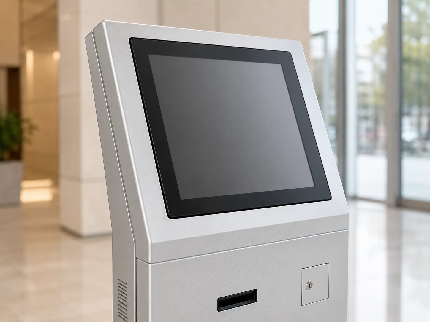 flat enclosed touchscreen monitor for commercial kiosk use