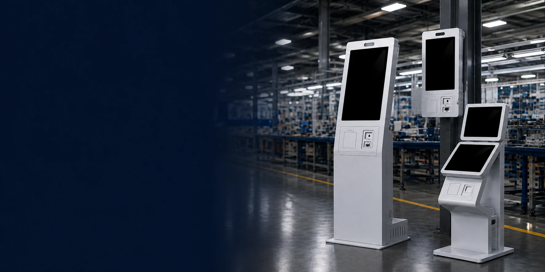 XFC open-frame touch monitor installed in a kiosk enclosure
