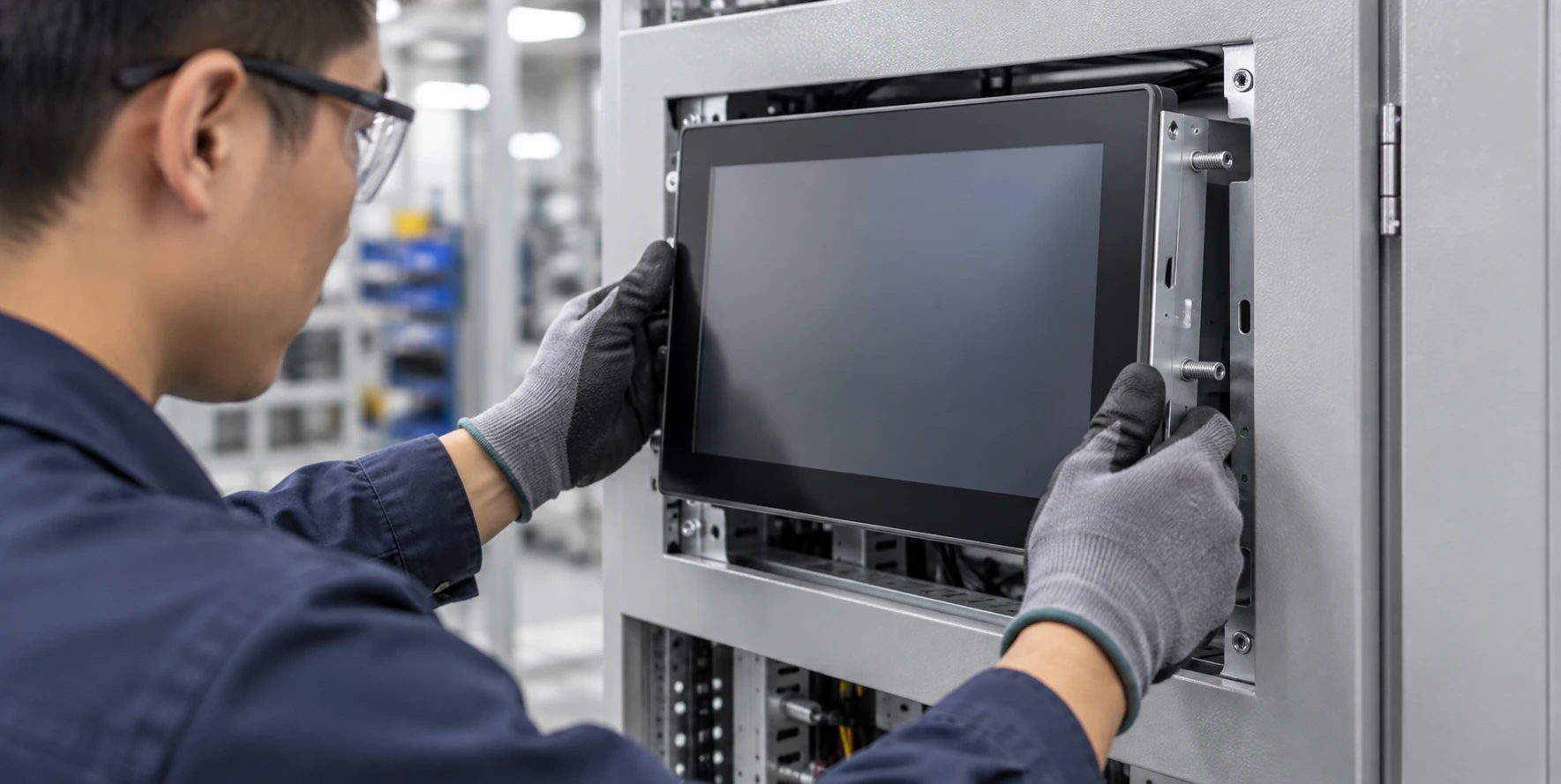 Engineer integrating touchscreen