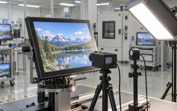Touchscreen display evaluated for brightness resolution and viewing environment