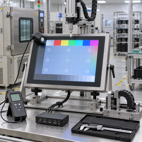 Lucky XFC touchscreen monitor assembly and inspection process