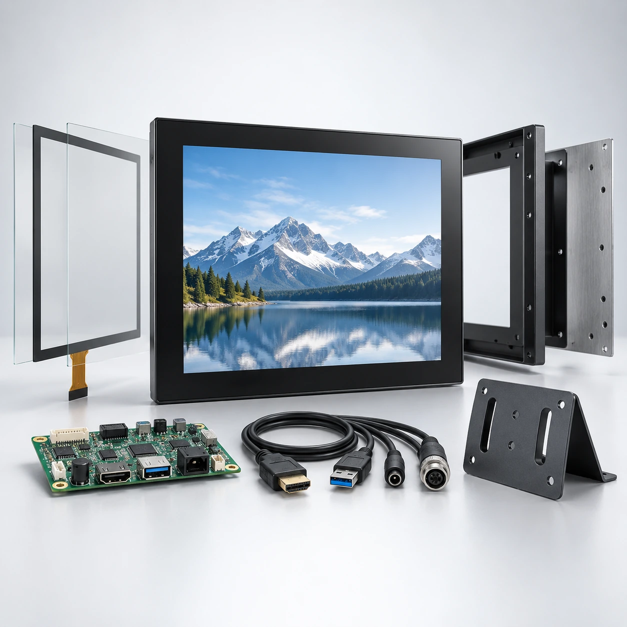 Touchscreen monitor exploded structural view