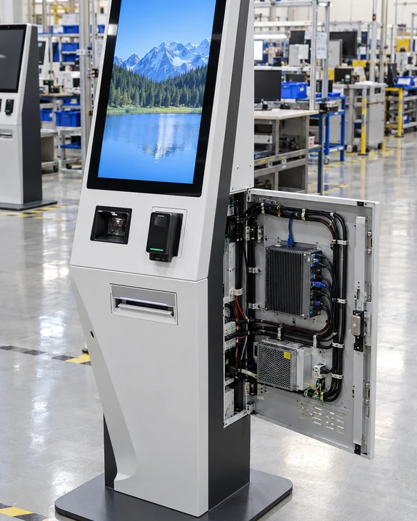 US check-in kiosk integration with touchscreen, A4 printer and ID scanner