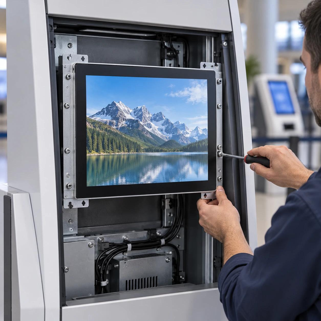 VESA panel-mount touchscreen installation option