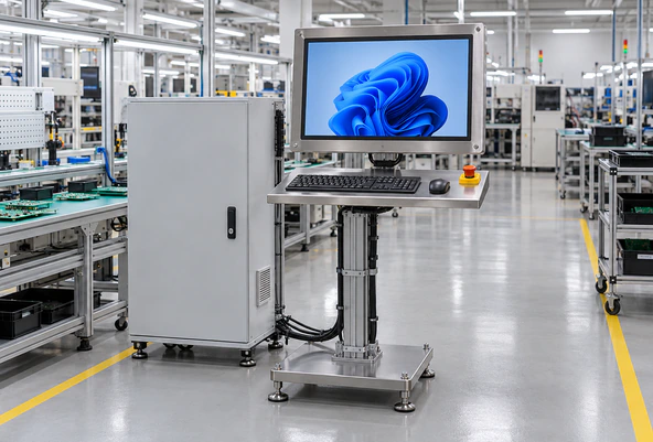 Industrial operator station with capacitive touchscreen monitor