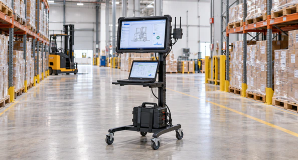 15.6-inch touchscreen display in a temporary workstation