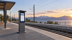 Outdoor touch information display for transport terminal