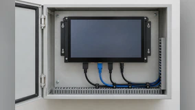 Portable touch display connected to a compact industrial computer