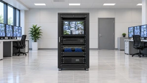 Rack touchscreen monitor for security monitoring system